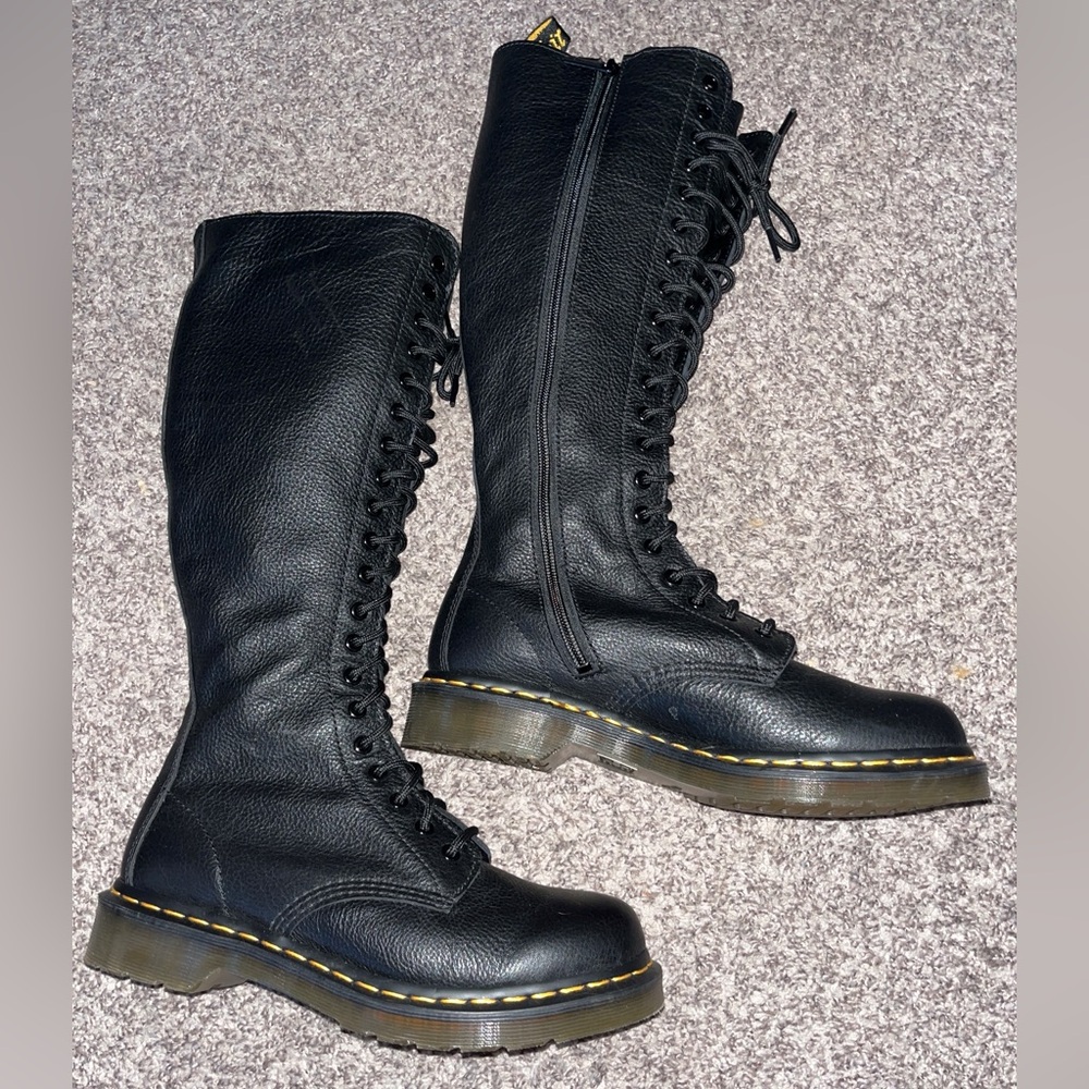 Doc Martens Virginia leather knee high lace & zip up boots